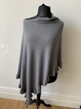 C. Valentyne Italy Grey Ruffle Poncho Cape Free Size