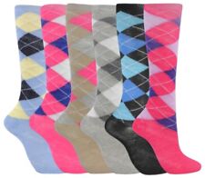 6 Pairs Ladies Argyle Diamond Check Knee High Long Socks Horse Riding Golf Sport