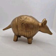 Vintage Brass Armadillo Figure Heavy Cast Ornament 5" Tall 10" Long Rare VGC