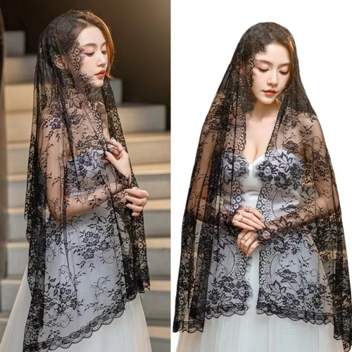 Lace women shawl - women, black