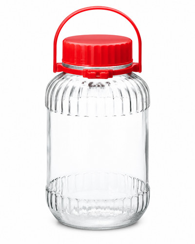 Large glass storage jar - large, red