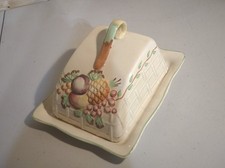 Vintage Antique Large Porcelain Cheese Butter Dish Ornate