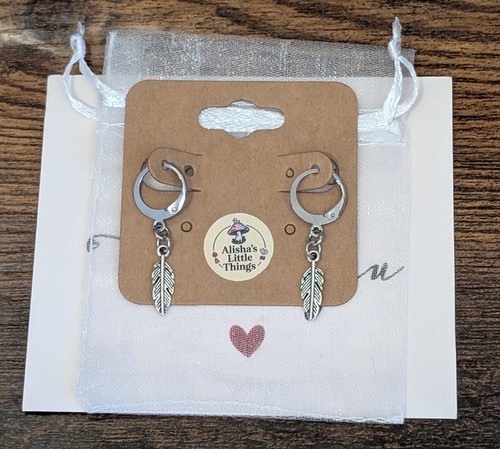 Feather earrings silver boho - feather,