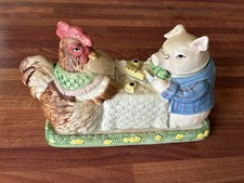 Pig and Rooster Chicken  Fitz & Lloyd Butter Dish. Beautiful unused condition.