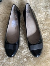LADIES ARA BLACK SHINY SHOES SMART/OFFICE/COURT/SLIP ON SIZE 6 1/2 H LUFTPOLSTER