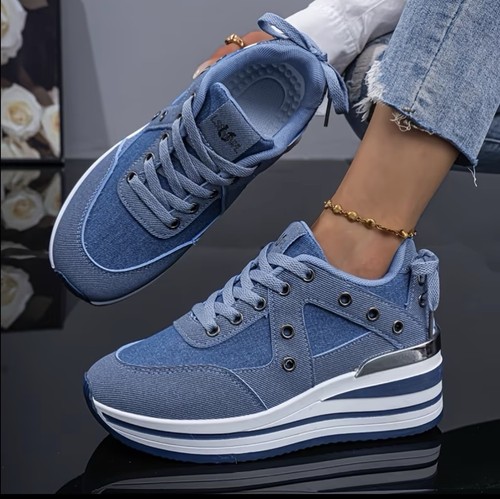 Denim blue white low top - low,