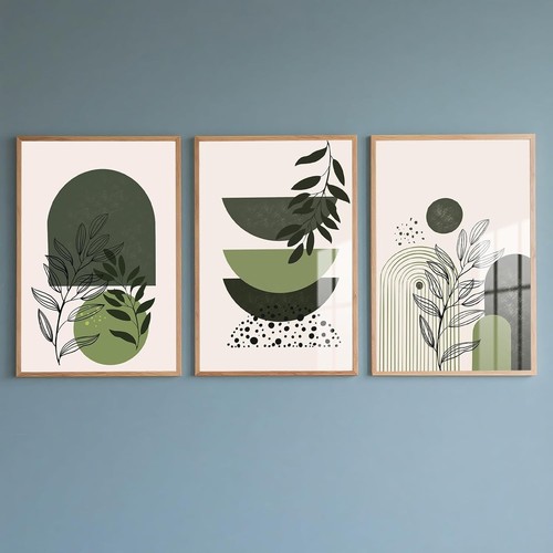 Green canvas wall art set - green,