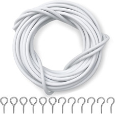 Dikots Net Curtain Wire and Hooks Set - 10 Meter Curtain Wire Kit Includes 20 Ey