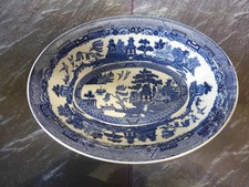 Vintage Johnson Bros Willow Pattern Small Oval Serving Dish (23 x 17 x 5 cm)