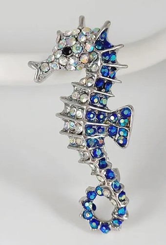 Seahorse brooch silver - seahorse,