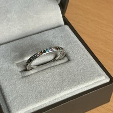 925 Silver Multi Coloured Gemstone Eternity Band Ring  Size  O