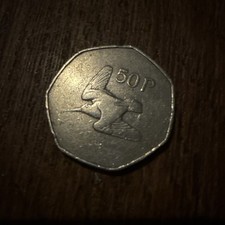 Vintage Irish 50p Coin 1970 – Woodcock Bird Design – Éire Harp Collectible GNGV