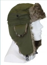 Olive green rabbit fur trapper - olive,