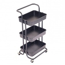 NEW! 3 Tier Black Household Kitchen Bathroom Storage Trolley Cart Shelf