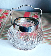 Vintage Clear Pressed Glass sugar or jam bowl France 1950s
