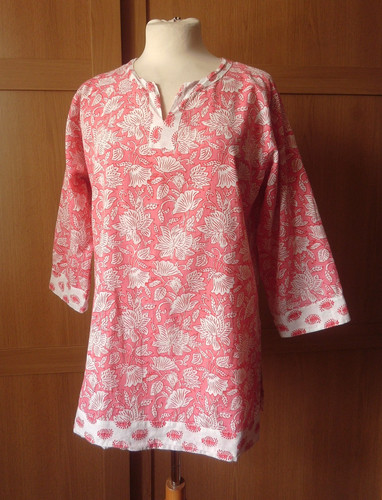 Cotton pink tunic top indian - pink,