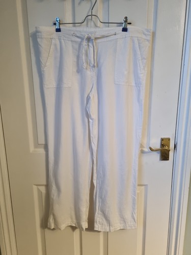 Linen blend trousers white - trousers,