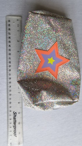 Silver glitter zip make bag - zip, make-up