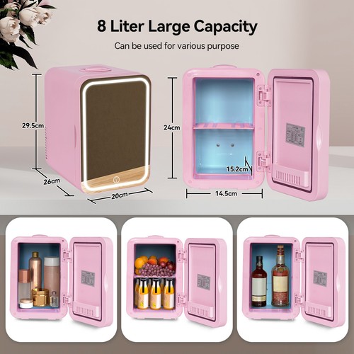Led mirror mini fridge - led,