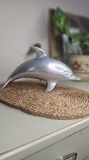Vintage Silver Metal Dolphin Fish Ornament Aluminium Dolphin Vintage Home Decor