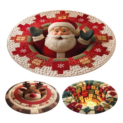 Christmas santa round rug - santa,