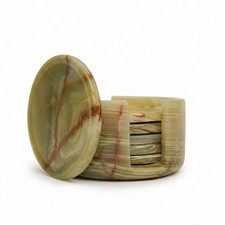 Green Onyx Coasters Set of 6