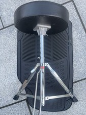 Solid Drum Throne Stool Double Braced with Padded Seat, Chrome/Black