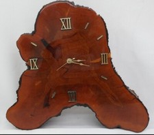Wood Log Slab Wall Clock Tree