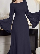 Elegant Long Sleeve Maxi Dress with Flared Ruffle Sleeves