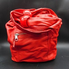 Authentic See by Chloé Red Leather Zipper Large Bag Handbag For Travelling