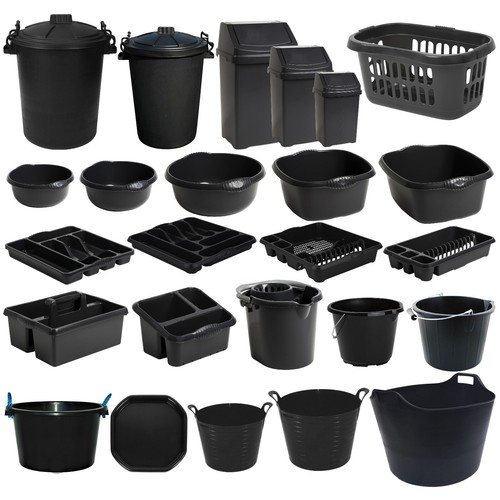 Dark grey kitchen - kitchen, dustbins