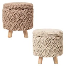 Macrame knitted pouffe - macrame, with