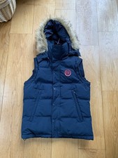 Superdry Rookie Down Premium Gilet Large Detachable Hood Mens Navy Blue VGC