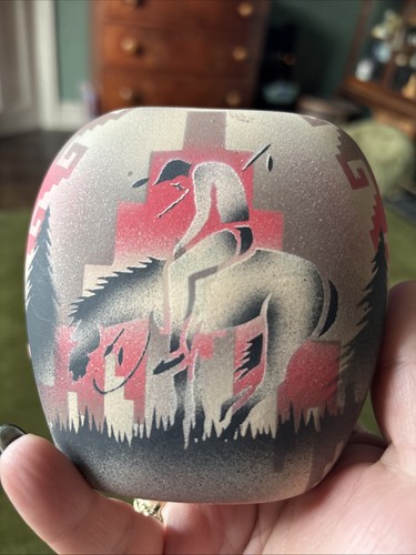 Navajo pottery vase signed - , by