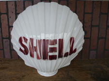 Antique milk glass clamshell Shell gas pump globe