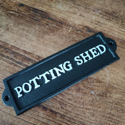 Cast iron sign - iron, potting