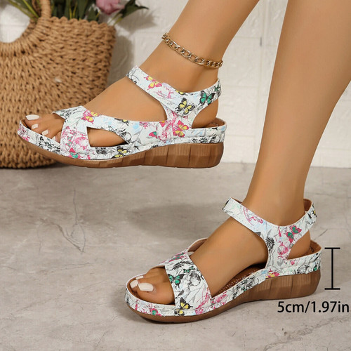 Womens mid wedge heel - heel, sandals