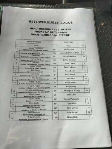 Bradford bulls helens - bradford, st