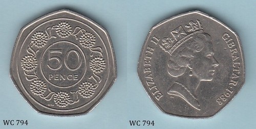Gibraltar 50p fifty pence 1988 - gibraltar,