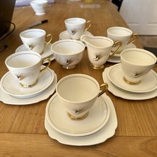 Vintage Windsor Bone China Tea Set For 6 Trios  Sugar Dish Milk Jar And