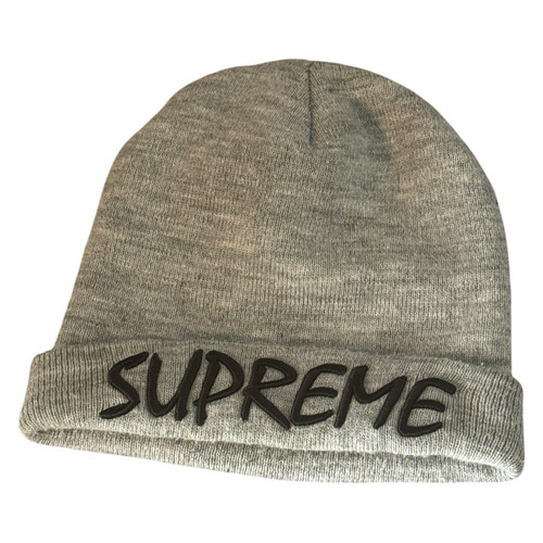 Supreme grey knit beanie hat - supreme,