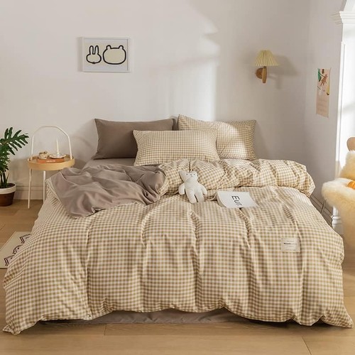 Tan gingham duvet cover - tan,