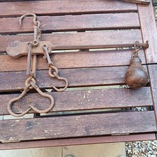 Beam Balance Scales, Antique 1941 WW2, British Army 56lb, Cast Iron, Hanging