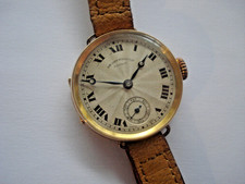 FULLY HALLMARKED 9ct SOLID GOLD 1919 VERTEX TRENCH TYPE WRIST WATCH