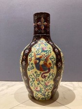 Rare 19thC Thomas Webb Enamelled Milk Glass Vase in the Persian Style