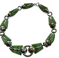 Art Deco Chrome Green Bakelite