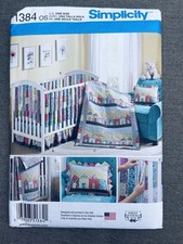 SIMPLICITY 1384 Nursery Crib Sheets Valance Quilt Pillow Bumpers UNCUT FF