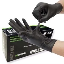 DISPOSABLE NITRILE GLOVES BLACK POWDER FREE  Medical Food Mechanics  S/M/L/XL