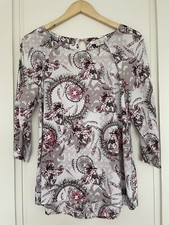 White Stuff Jupiter Blouse Top Size 12 Bird Feather Print