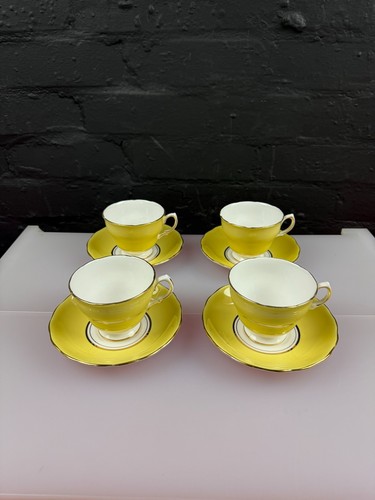 Colclough yellow tea cups - 4,